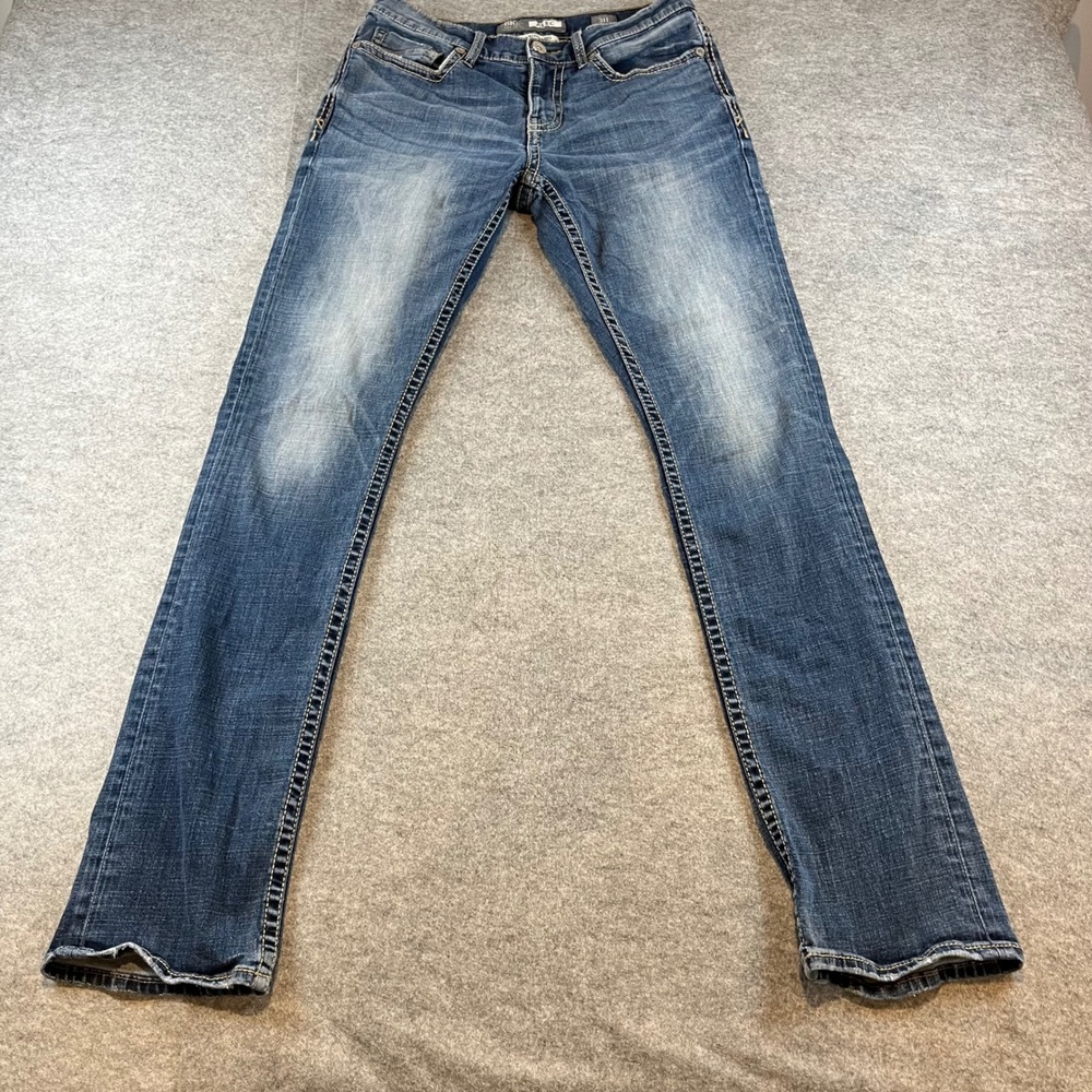 BKE Mens Alec Straight Leg Blue Denim‎ Jeans Y2K Western 31L Stretch Medium Wash
